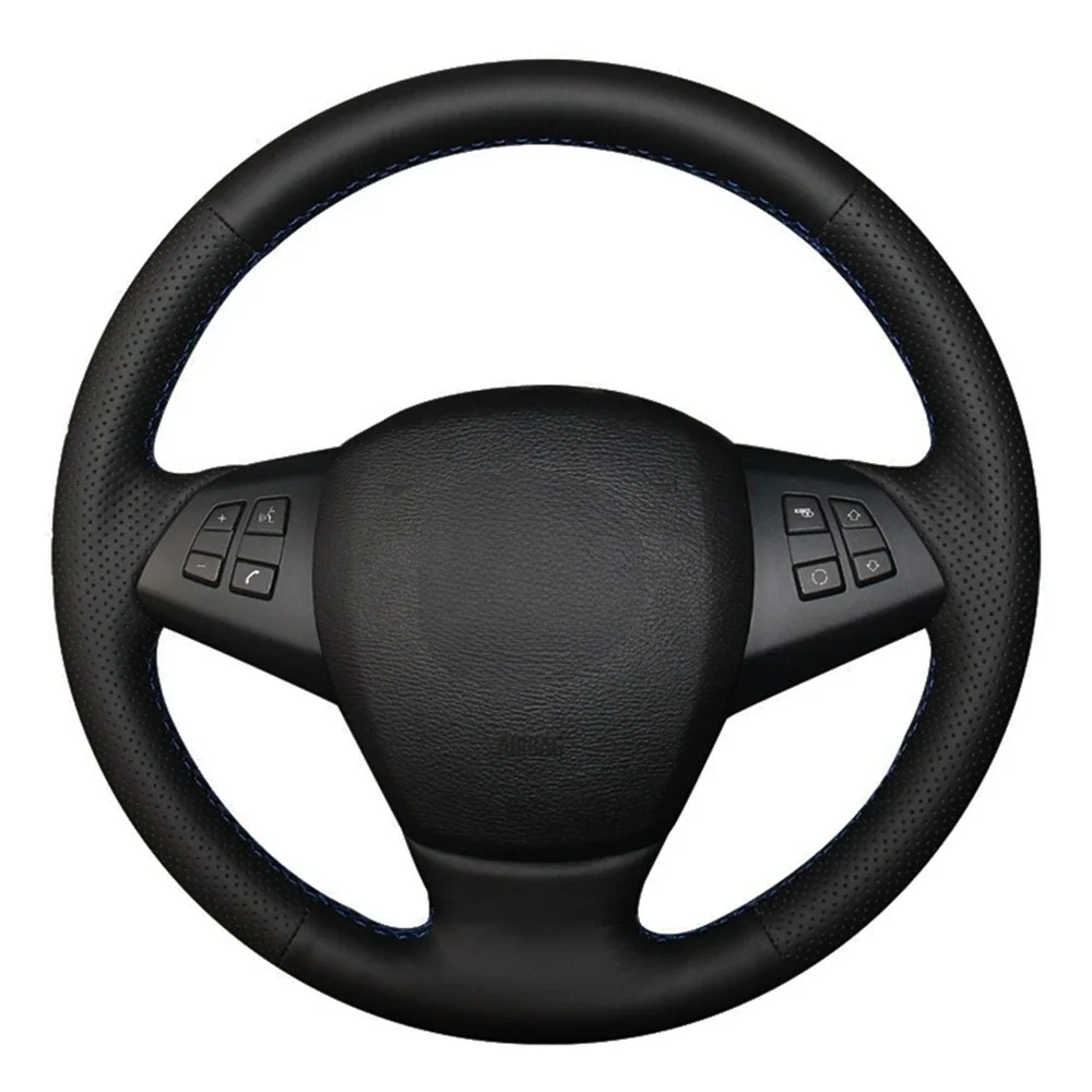 Car Steering Wheel Cover Hand-stitched Black Artificial Leather For BMW E70 X5 2008 2009 2010 2011 2012 2013 2008-2013 view 2