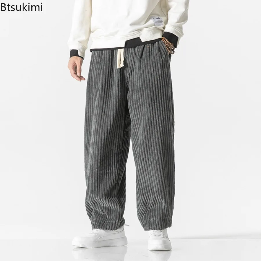 Новые мужские вельветовые брюки Харадзюку, осенне-зимняя повседневная уличная одежда, мешковатые шаровары в китайском стиле, мужские модные утепленные спортивные штаны