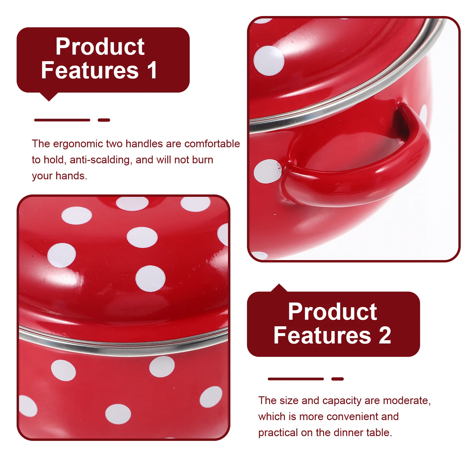 

Milk Pot Enamelury Small Cooking Pot Double Handle for Stovetop Food Milk Sauces Soup Kitchen Cookware Daily Use Stockpot