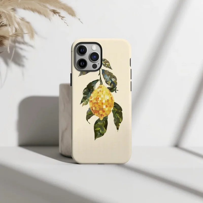 Vintage Mosaic Lemon Phone Case For IPHONE 16 15PRO MAX 14 13 12 11 Acrylic TPU Two in one magnetic Phone Cases