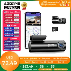 AZDOME M300S 4K Dash Cam Front and Rear, 5.8G WiFi GPS Dash Camera for Cars, Free 64GB SD Card, Voice Control, WDR Night Vision