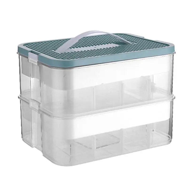 Building Brick Storage Organizer Stackable Building Block Storage with Compartments and Handle Portable Storage Box Safe