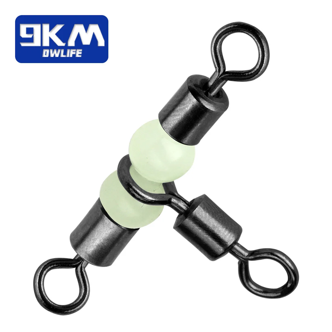 10 יחידות סוויבלים לדייג תלת כיווניים עם חרוזים זוהרים בצורת T, סוויבלים מסתובבים לחיבור חוטים, לדגי שפמנון, גלישה, מים מלוחים ומים מתוקים