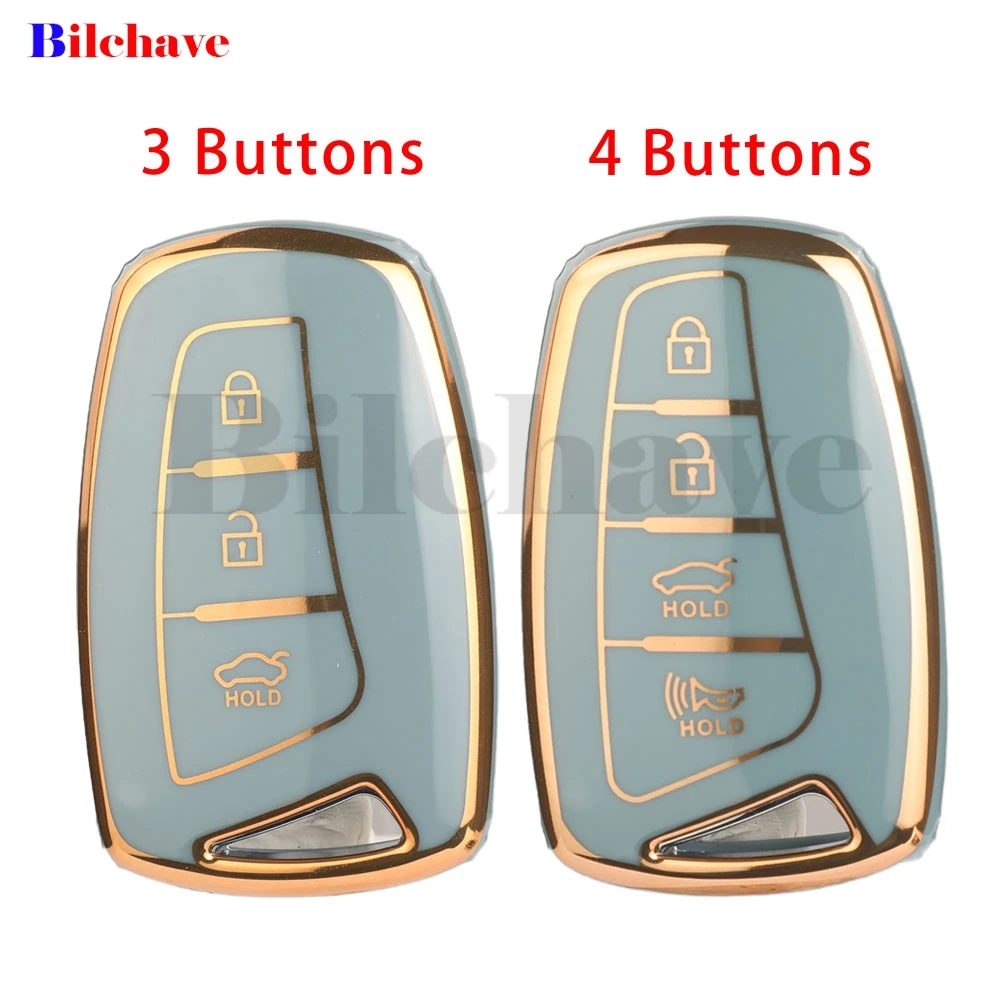 

jingyuqin TPU Auto Key Shell Case Cover -Hyundai Grandeur HG Sedan Genesis G80 Santa Fe 3DM Grand SantaFe 2018 IX45 EQUUS Azera