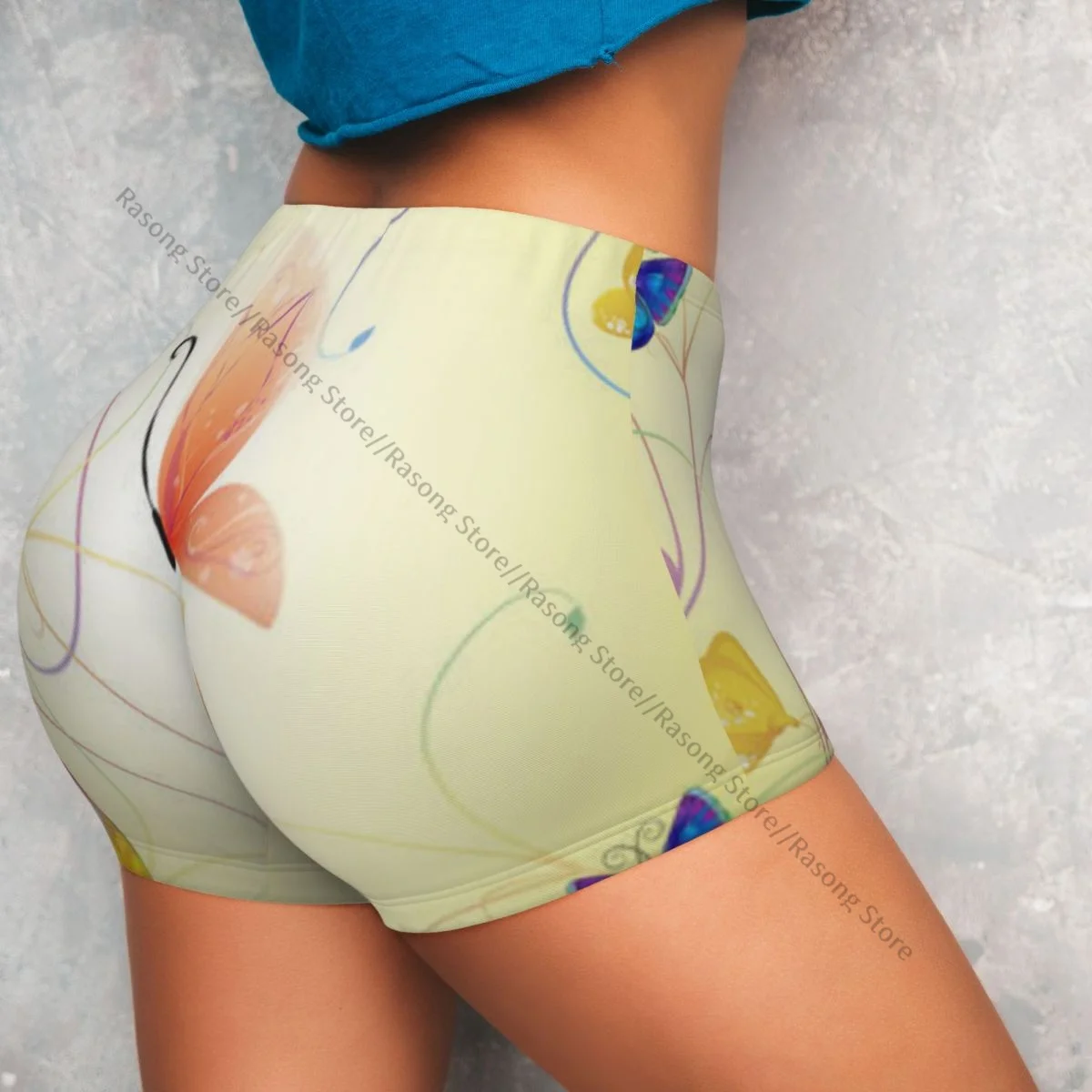 Frauen Yoga Shorts Frühling Schmetterlinge Workout Shorts Fitness schnell trocknend Damen Yoga Gym Running Short Hosen Sportswear