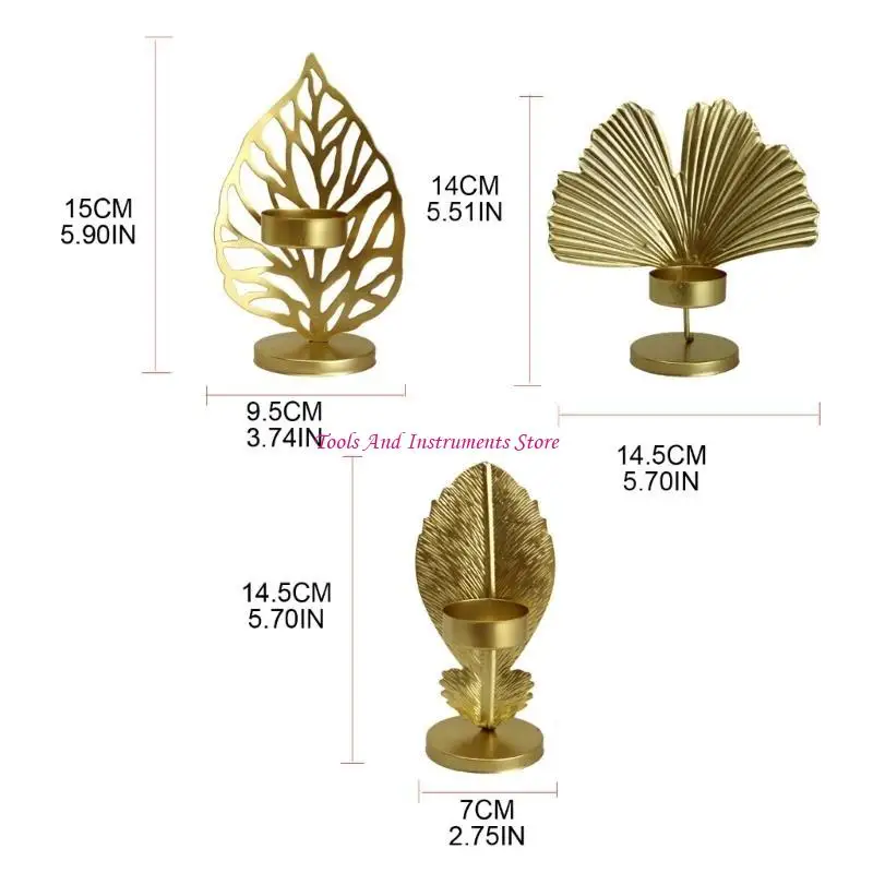 Nordic Leaf Holder Iron Candlestick Desktop Ornamen Ruang Tidur Kamar Tidur C7AC