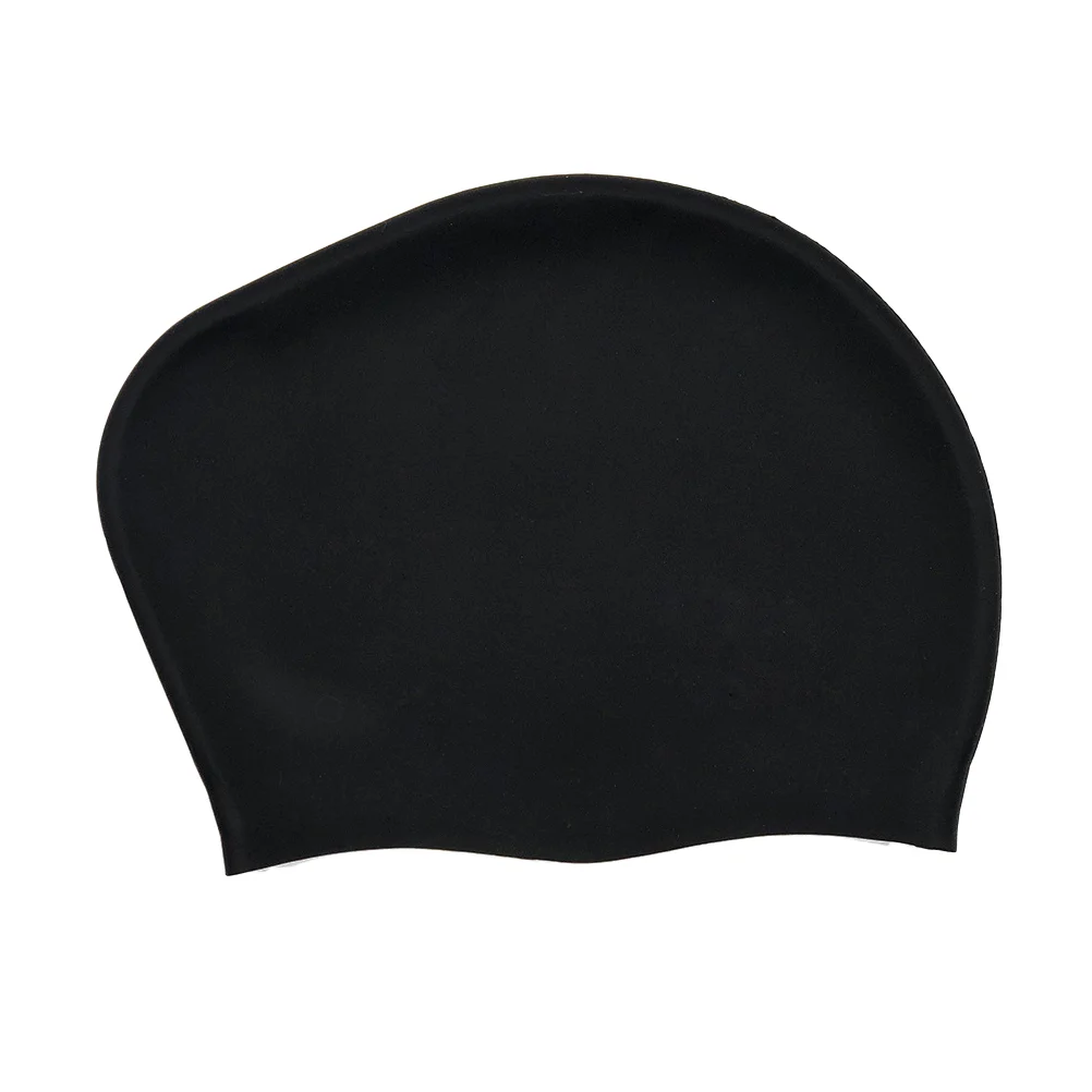 

1PC Silicone Swimming Practical Waterproof Swim Pool Hat Long Hair Ear Protection Swim Caps for Women Female (Black)