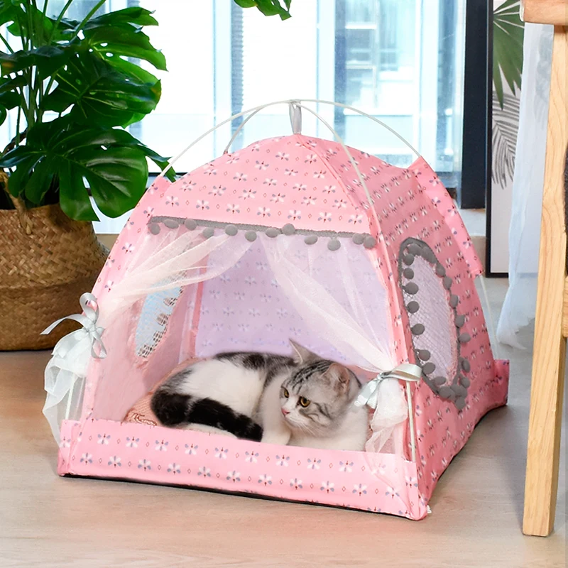 Cat Broken Flower Tent Semi Enclosed Internet Celebrity Tent Nest Universal For All Seasons Pet Supplies Summer Dog And Cat Nest