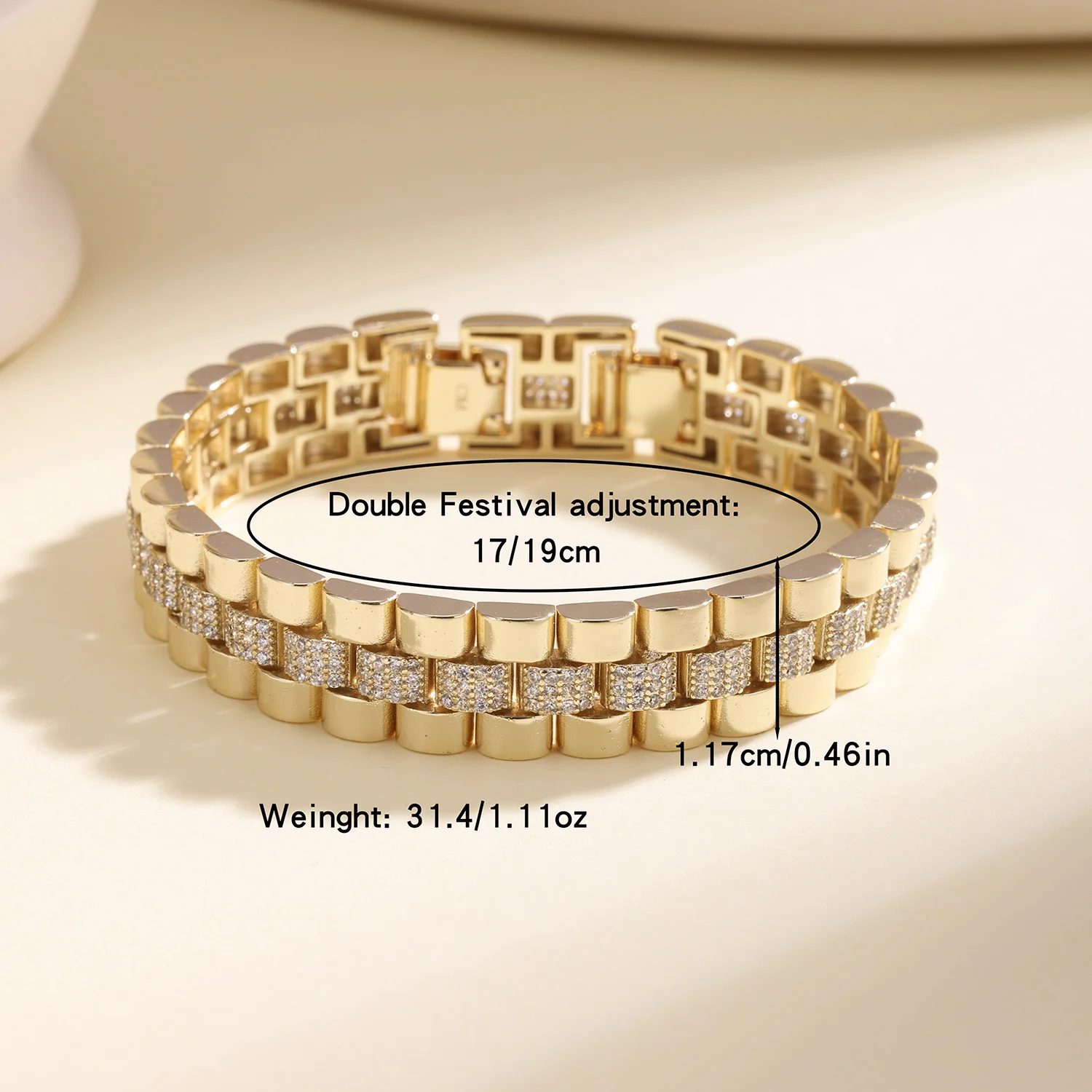 AIBEF Luxus-Armband für Damen, glitzerndes rechteckiges Kristall-Gliederarmband, modischer formeller Schmuck für Hochzeit, süßes Weihnachtsgeschenk – Detail 10
