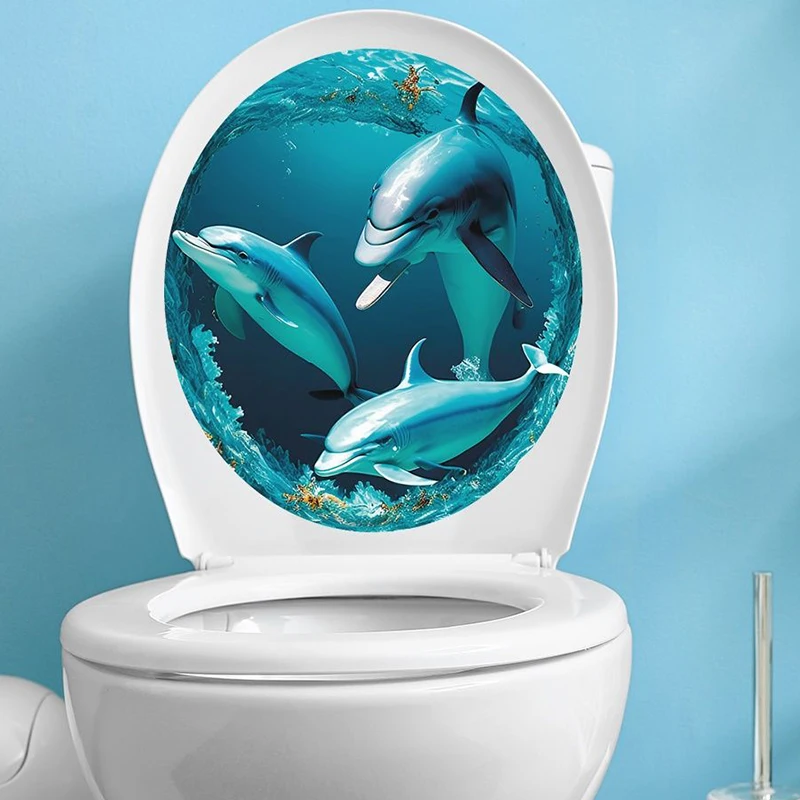 T349# Animals of The Underwater World Interior Toilet Bowl Sticker Home Refrigerator Home Decoration Decals