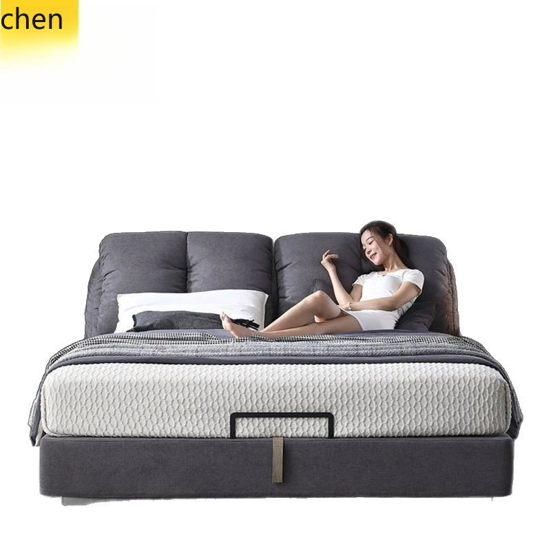 ZML Master Bedroom Fabric Bed Simple Modern Upholstered Bed for Various Sizes with Storage