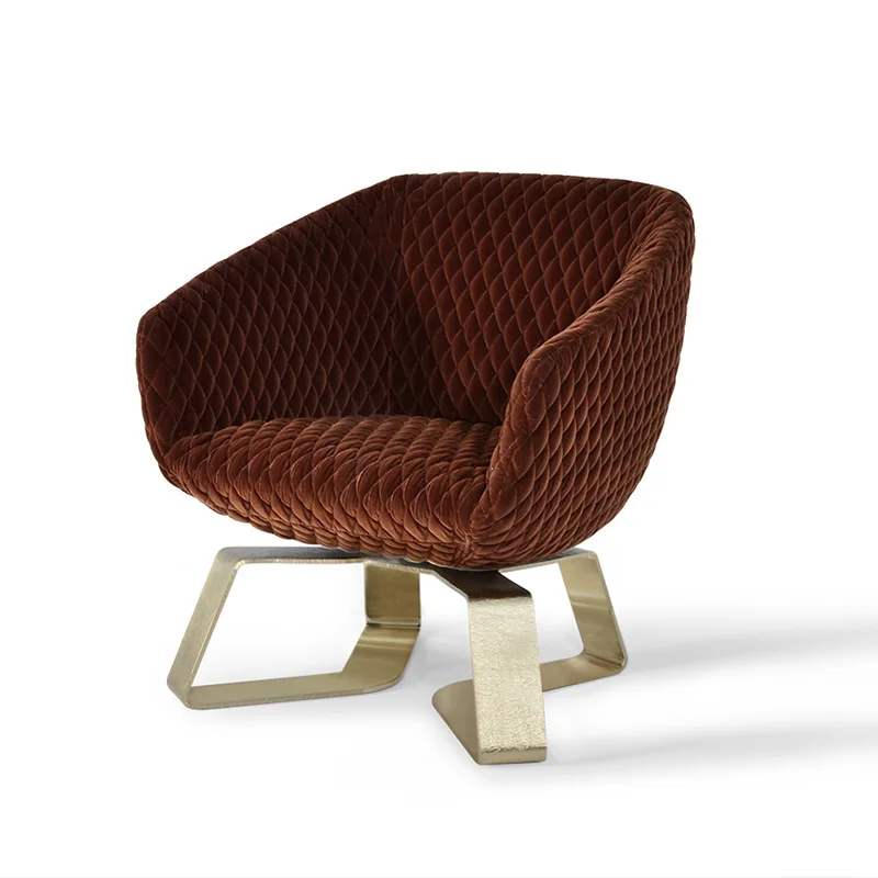 Light luxury leather single sofa Modern simple single chair Leisure Rhombus designer sofa