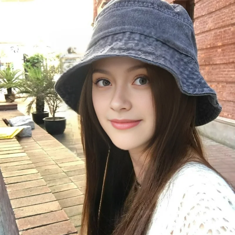 

Женская ковбойская шляпа в стиле ретро, корейская версия, простое покрытие лица, универсальное, демонстрирующее маленькое лицо