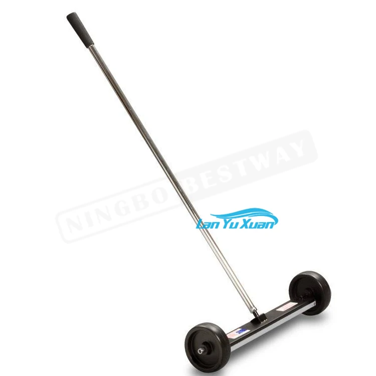 24 Inches Hand Push Small Wheeled Rolling Cleaning Magnetic Road Floor Sweeper