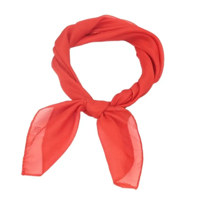 Summer Chiffon Square Scarf For Women Fashion Solid Color Thin Neckerchief Shawls Female Hair Ties Bands Sunscreen Neck Scarf