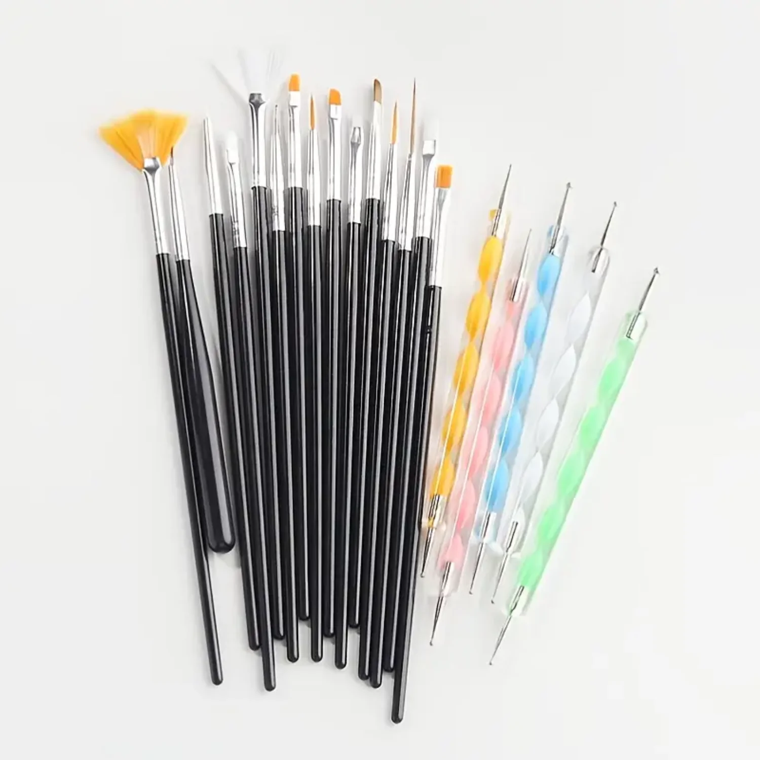 20Pcs Pro Nail Art Drawing Dotting Polish Makeup Pen Brushes Set Manicure Tool - Blending Foundation Powder Blush Concealers Hig