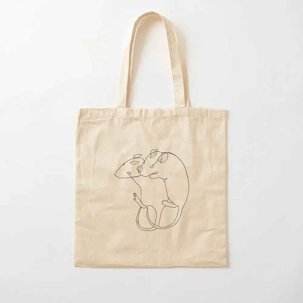 

Twin rats single line drawing Tote Bag women bag shopper bag women canvas shopping cart bags