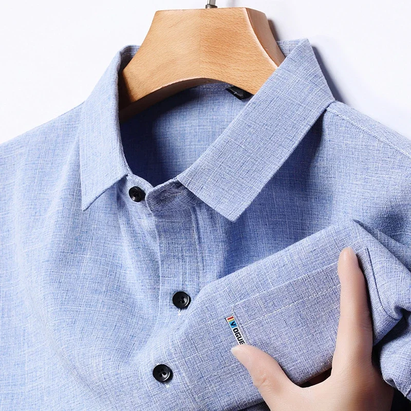 New Men\'s Business Casual Short Sleeved Printed Shirt with Wrinkle Resistance No Ironing Comfortable All Season Versatile Top