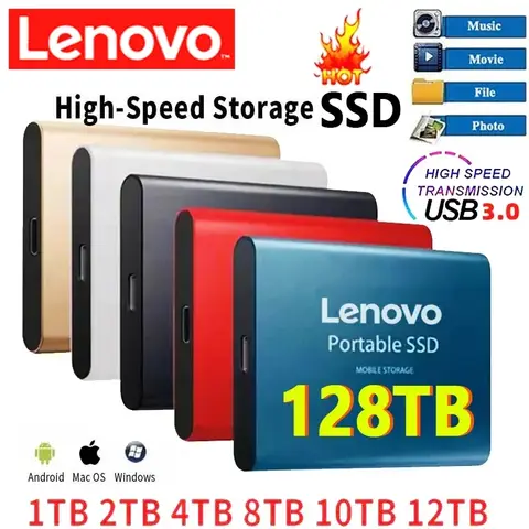 Lenovo 2025 New High-speed External Hard Drive 500GB 2TB 4TB 8TB USB3.1 SSD 2.5 Inch Portable SSD 16TB Hard Disk for Laptop PS4