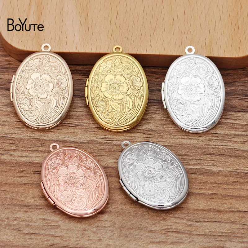 BoYuTe-Pendentif Médaillon Flottant Photo Ovale, Métal, Laiton, Matériel, Bijoux Vintage, Vente en Gros, 23x29mm, 10 Pcs par Lot