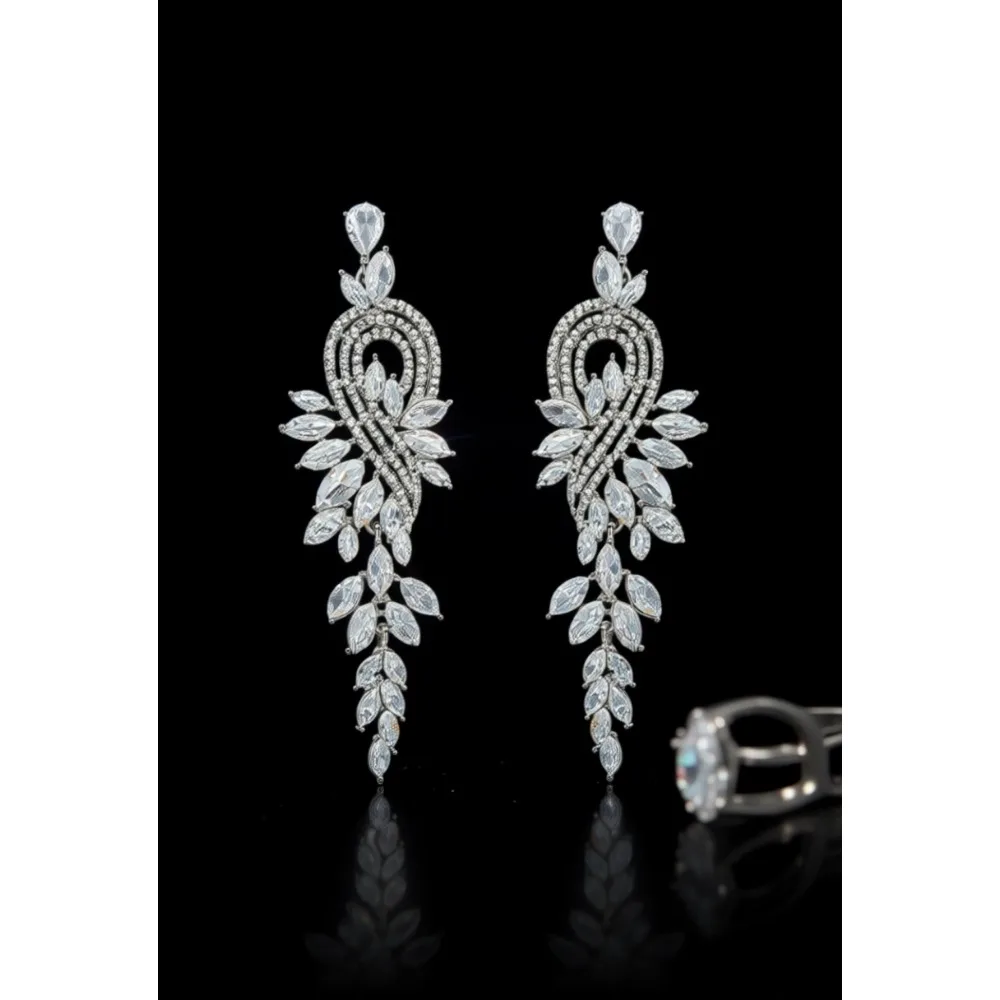 

Свадебные серьги-подвески Marquise Crystal в стиле люкс для женщин, серебристого и золотистого оттенка