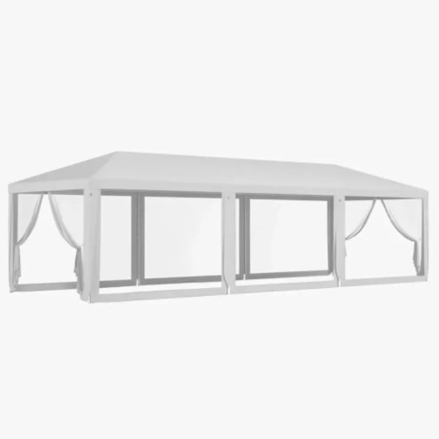 28' Party Tent Outdoor Wedding  Gazebo with Removable Sidewalls Shade Shelter for Events BBQs