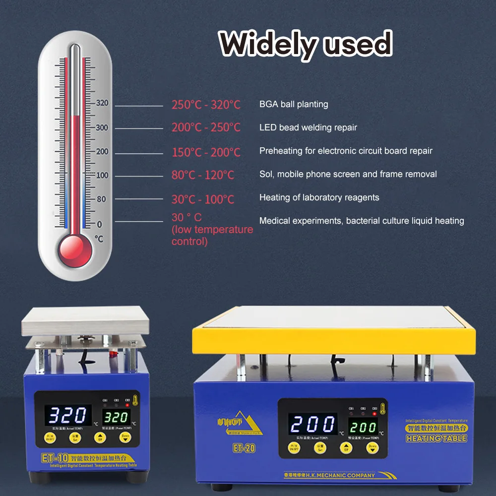 ET10 ET20 Heating Table Intelligent Digital Constant Temperature For Middle Frame Removing BGA Reballing PCB Preheating Platform