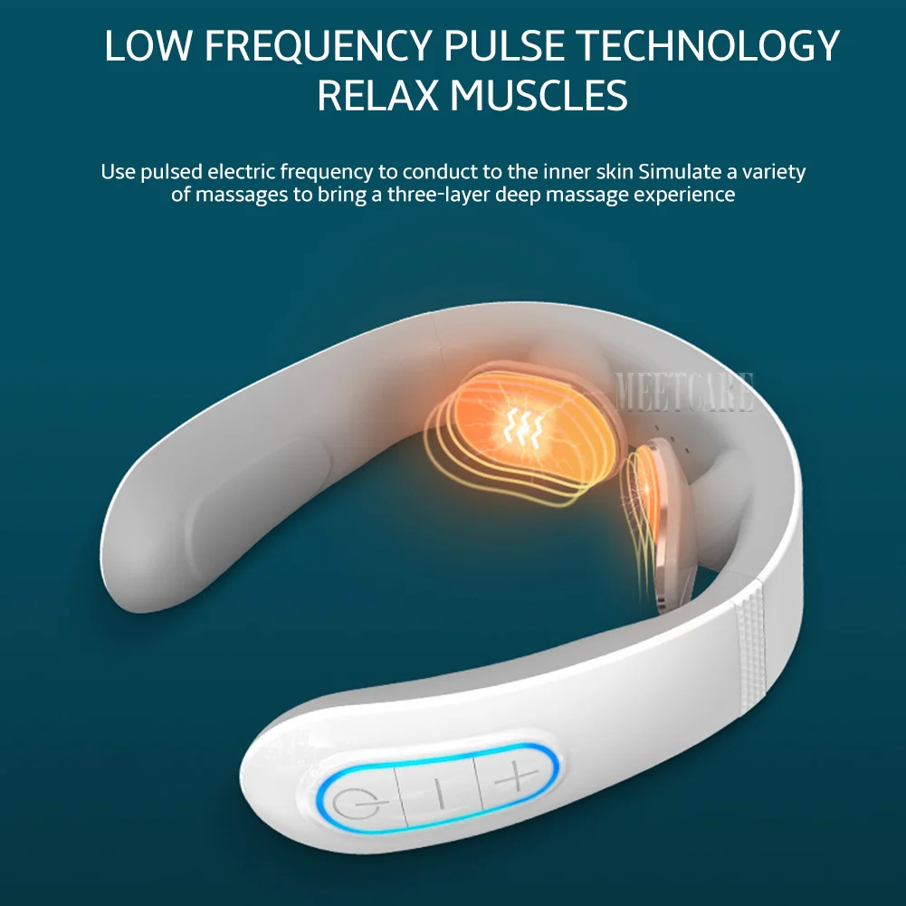 Electric Back Neck Nuscle Massager TENS Pulse Shoulder Neck Vibration Massage Devices Heating Relieve Pain Muscle Care