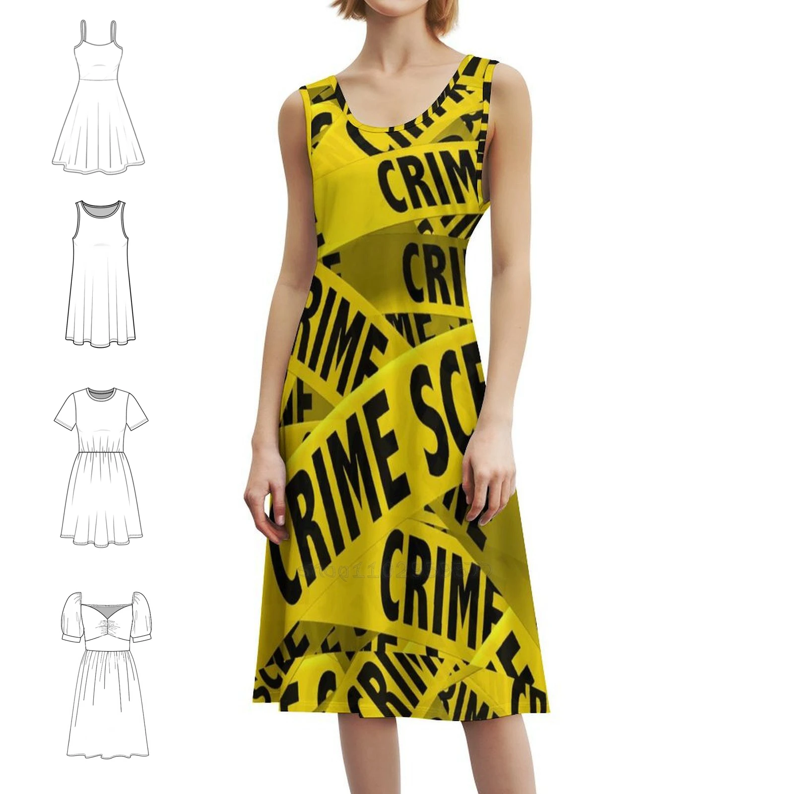 

Crime Scene-No Cross-Funny Duct Tape Цветочный халат для женщин Весенне-летнее повседневное платье для вечеринки Сцена преступления Не