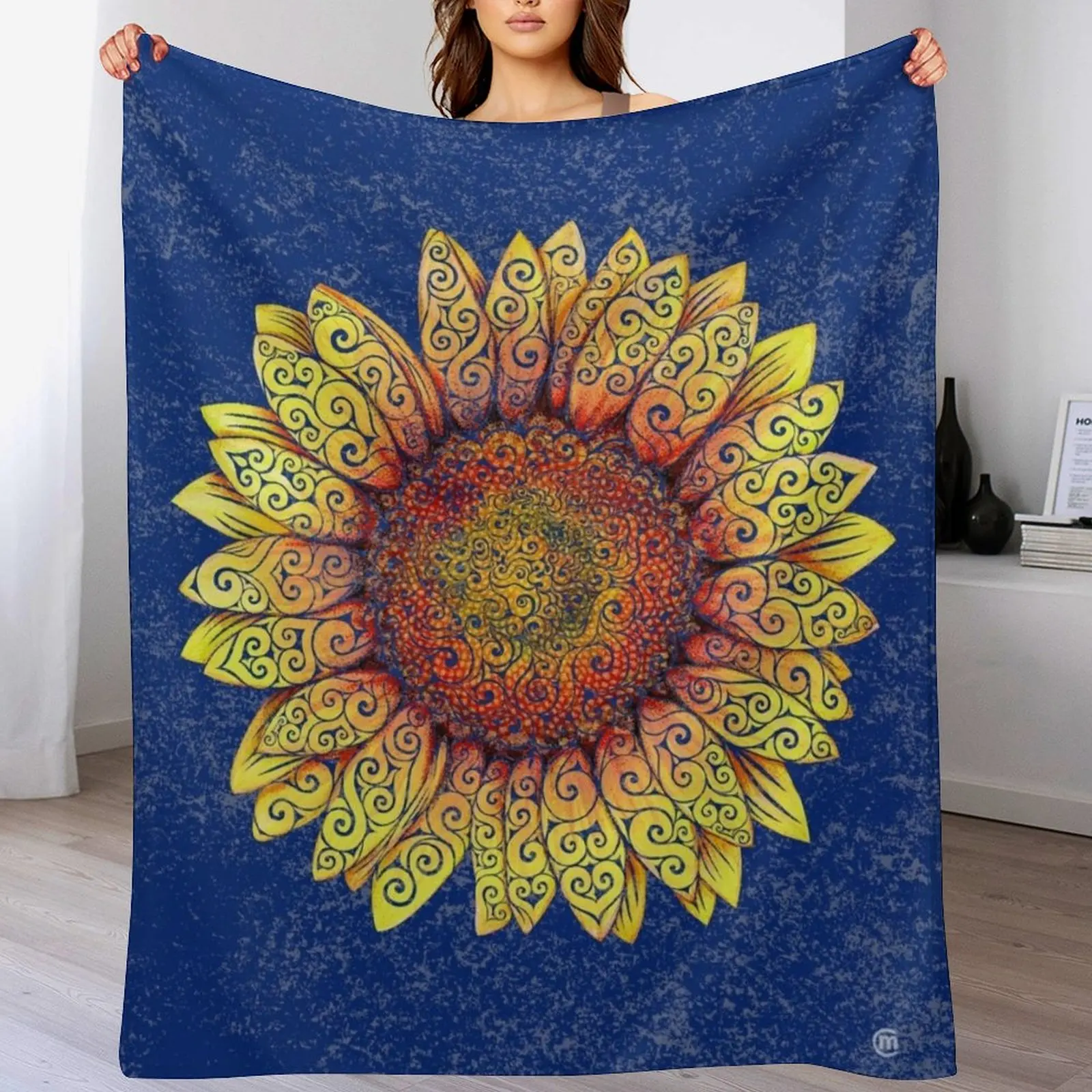 

Swirly Sunflower Throw Blanket Hairy Extra Large Throw Blankets