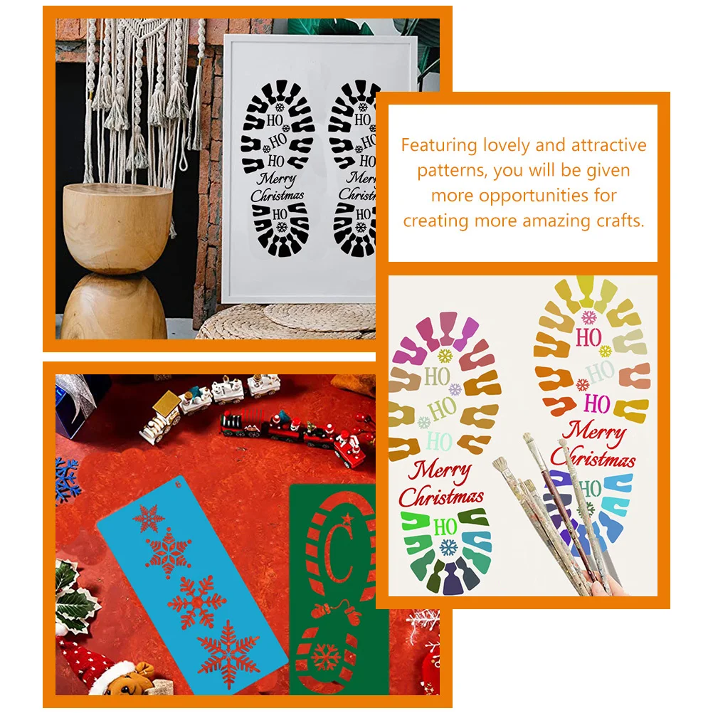 6 قطعة عيد الميلاد رسم الاستنسل الجوف خارج قوالب Diy بها بنفسك اللوحة الفنية الحرفية مشاريع عيد الميلاد بصمة الإستنسل مادة الحيوانات الأليفة