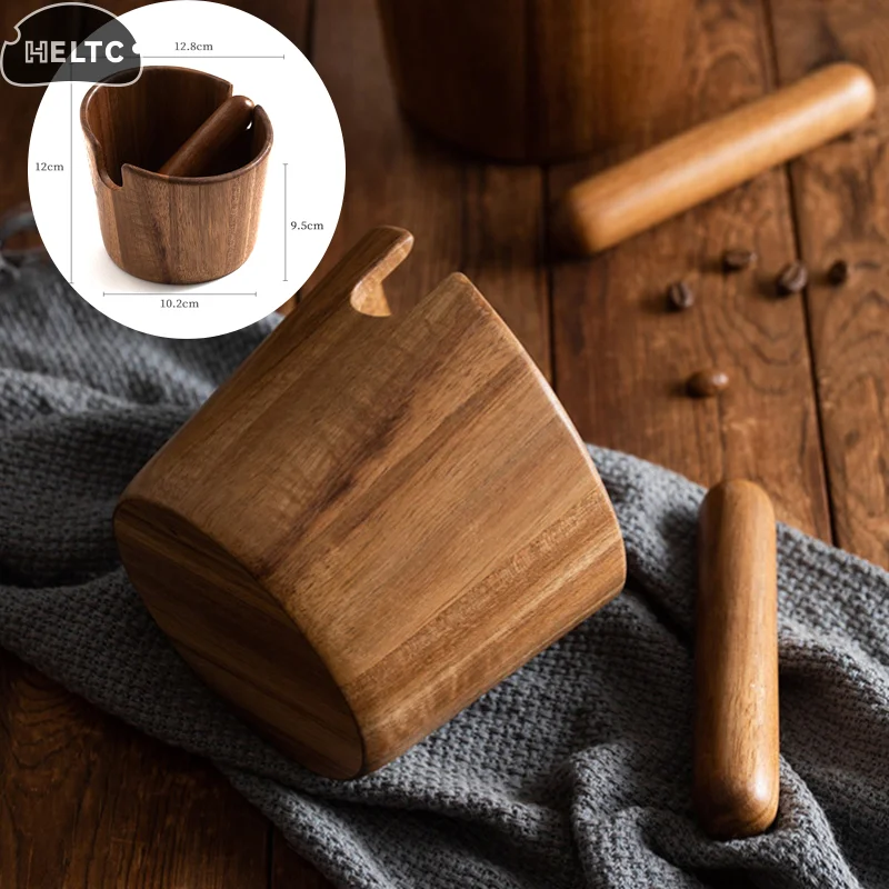 

Knock The Slag Bucket Coffee Grounds Knock Box Ground Coffee Container Solid Wood Knocking Tank Coffe Accessories Barista Tools