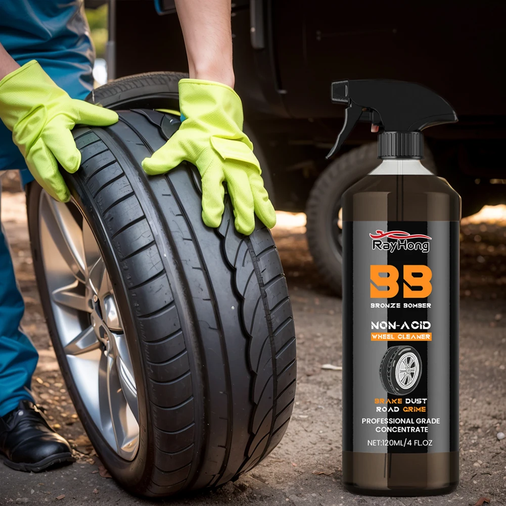 Wheel Rim Cleaner 120ml Powerful Rim Brake Buster Spray Car Detailing Brake Dust Remover for Cleaning Wheels and Tires