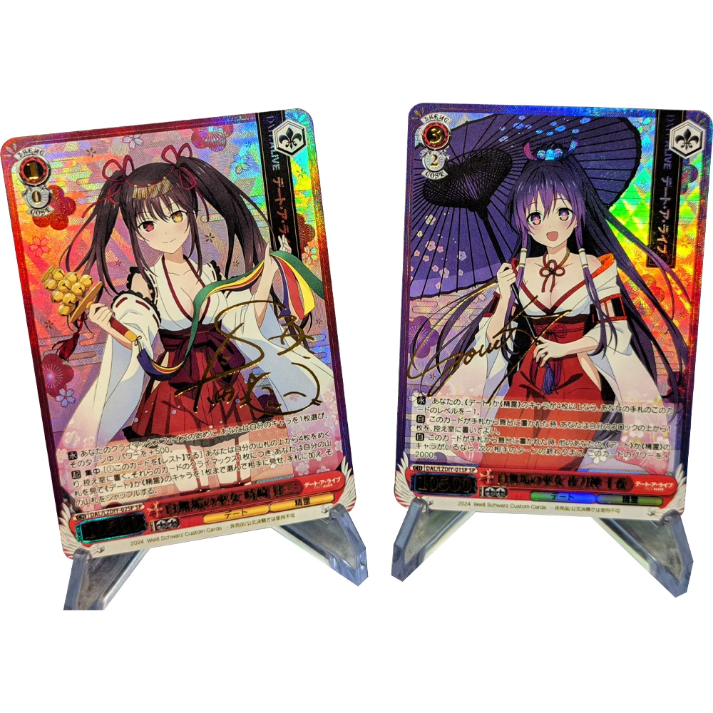 2Pcs/set WS Signature Card Date A Live Tokisaki Kurumi Yatogami Tohka Anime Collection Card Refractive Color Flash Gilding Gifts