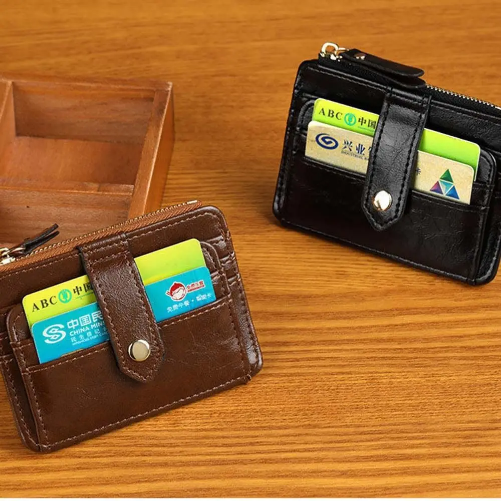 

Retro Korean Style Retro Card Bag Solid Color Multiple Card Slots Mini Wallet Wallet PU Zipper Coin Purse Outdoor