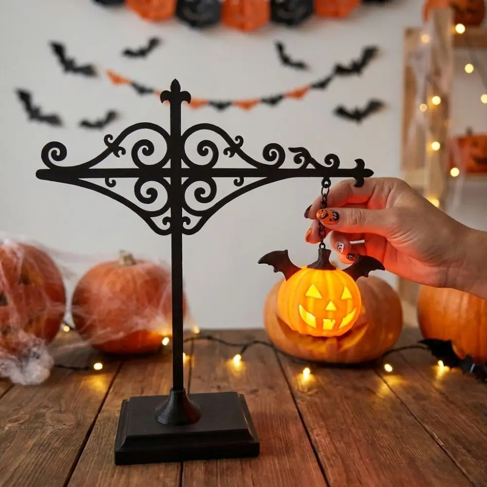 Vintage Library Bookshelf Lantern Warm LED Gothic Halloween Reading Light Miniature Ghost Pumpkin Reading Nook Lamp Desk Decor