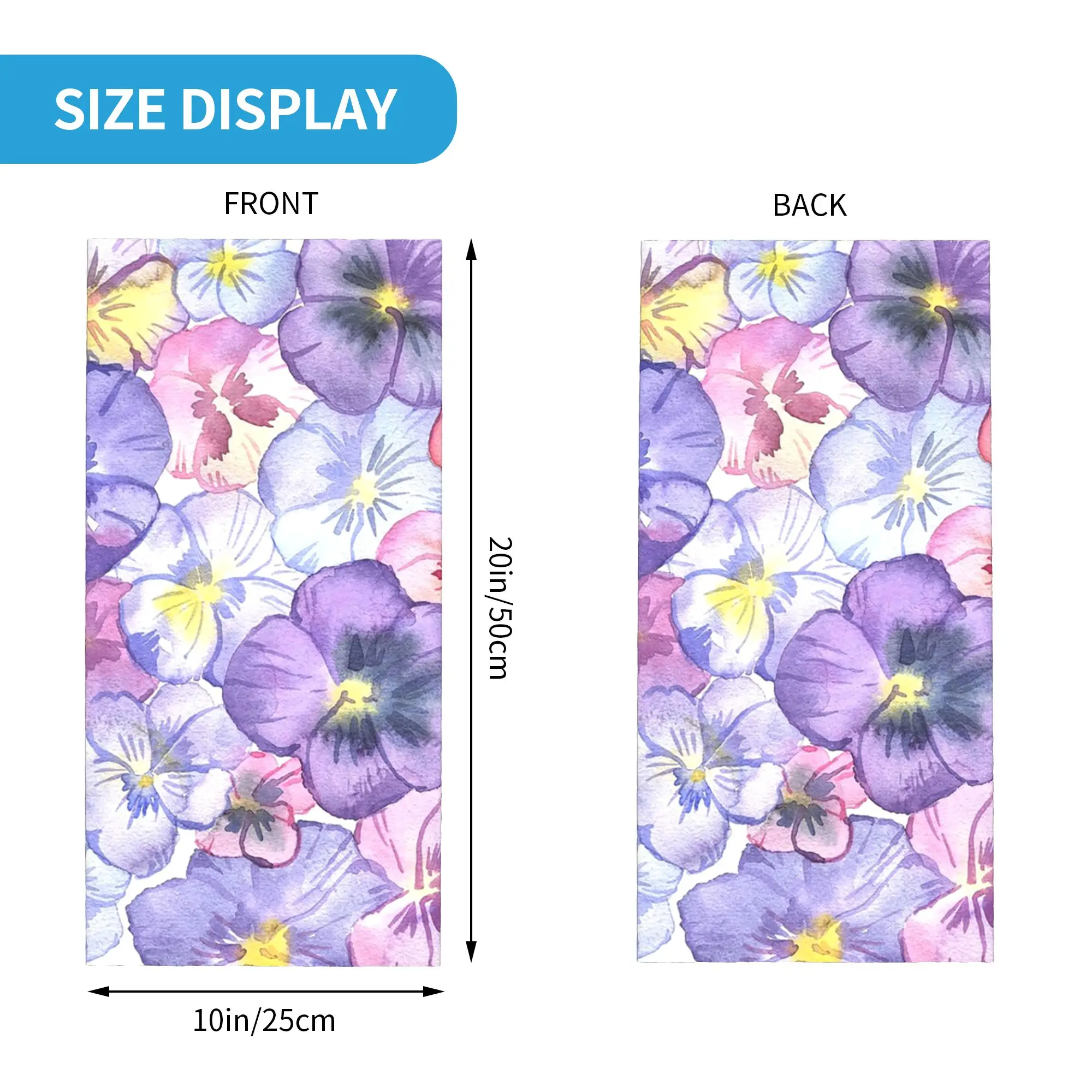 Watercolor Pansy Violet Flowers Bandana Neck Gaiter Printed Mask Scarf Headwear Hiking Fishing for Men Women Adult Winter