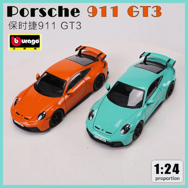 Bburago-coche de carreras de aleación, vehículo de lujo fundido a presión, escala 1:24, Porsche 911, Dakar Weissach, regalos de colección de Juguetes