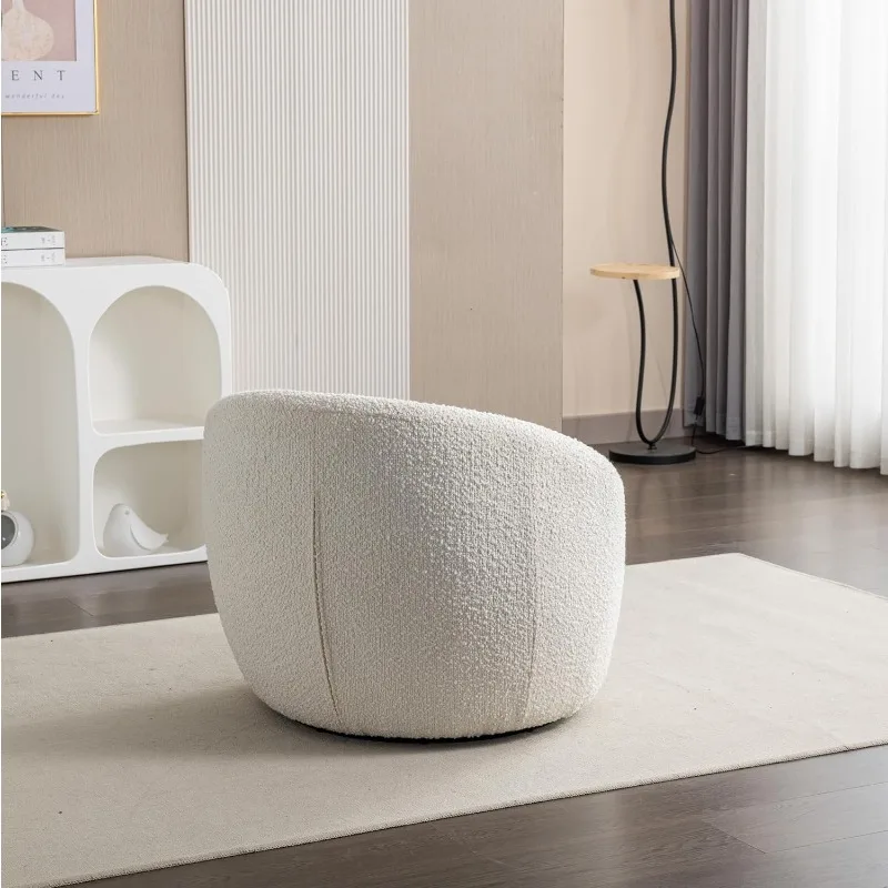 Luzern sedia moderna in tessuto Teddy Boucle, girevole a 360 °, bianca