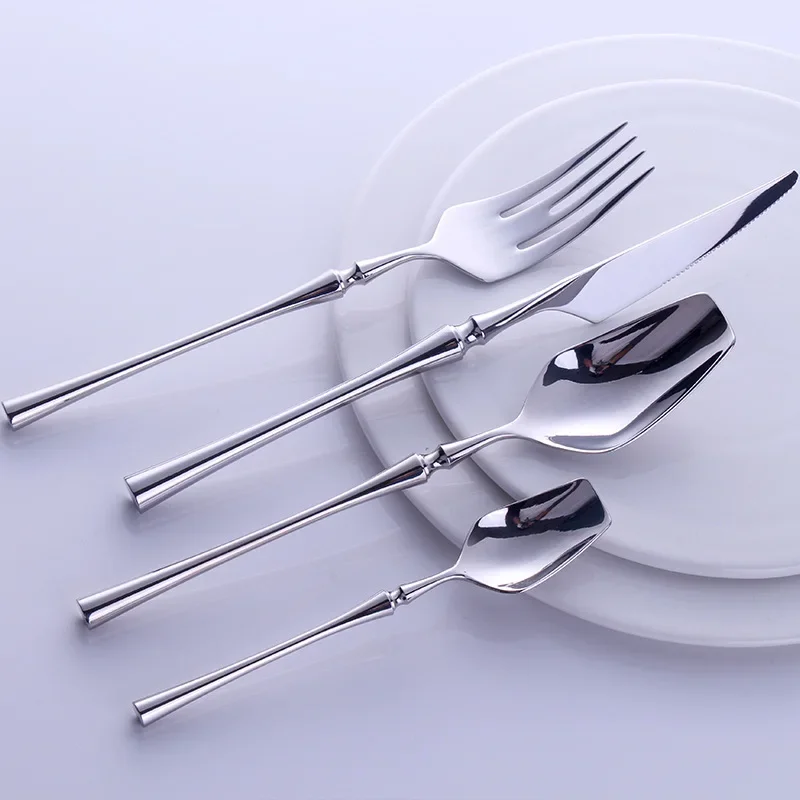 

Western Portable Cutlery Set Travel Tableware 24pcs 304 Stainless Steel Dinner With Luxury Handle Knife Fork Dinnerware