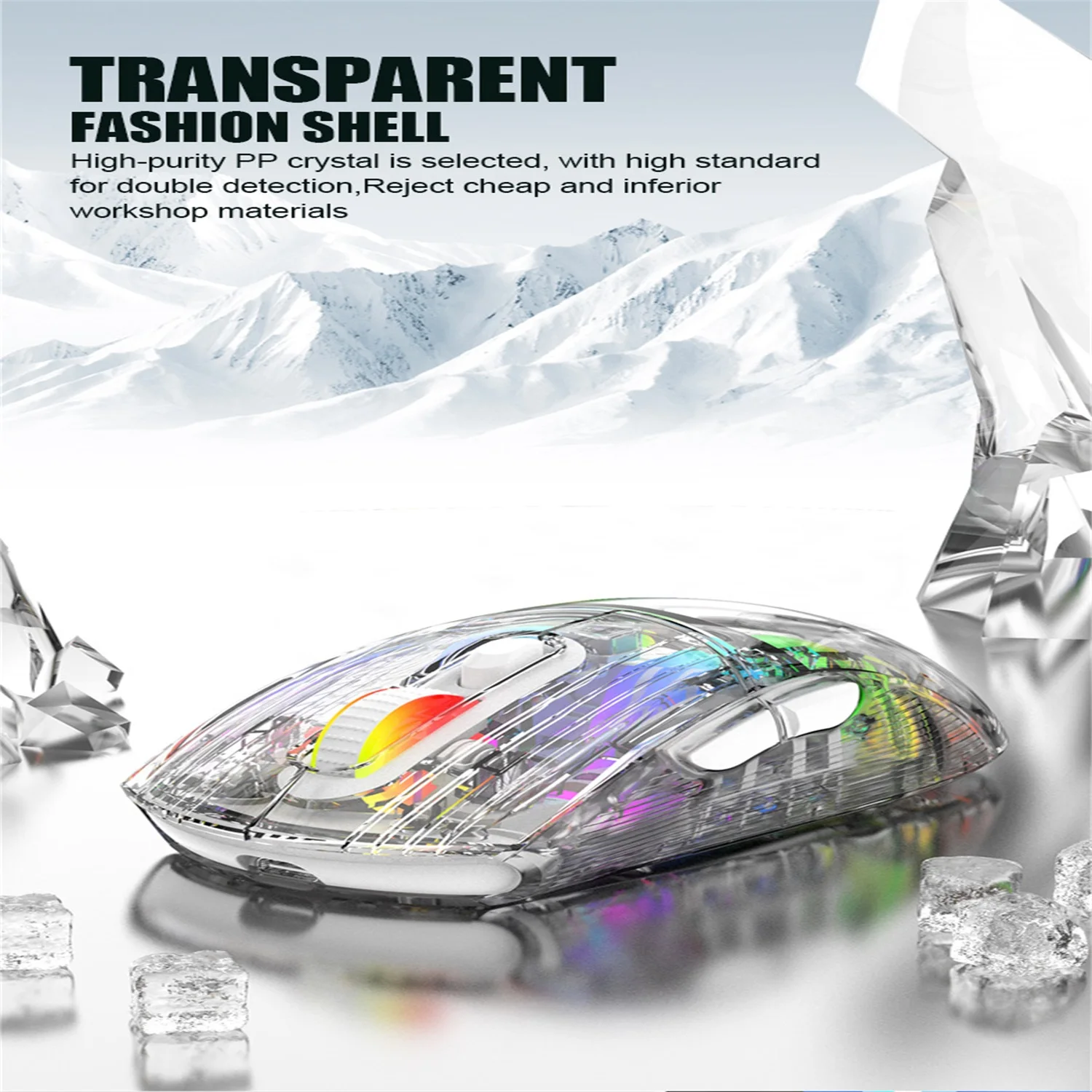 

New Light-Emitting Wireless Bluetooth Rechargeable Mouse Three Mode Transparent RGB Mechanical Mouse Game Video Game Mute Mouse