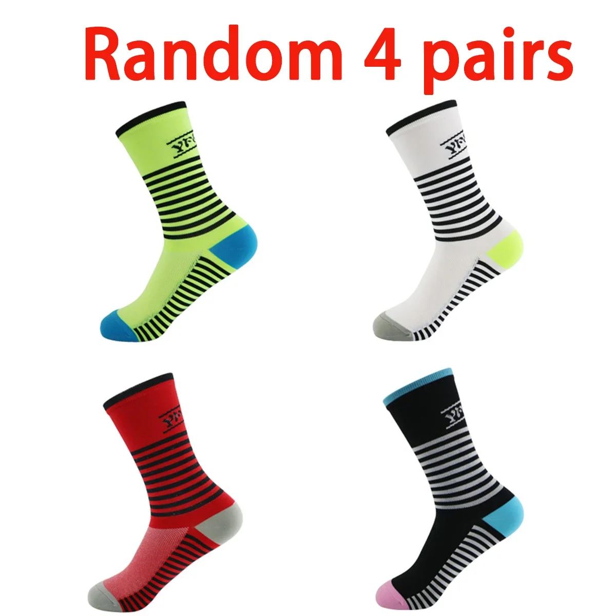 

Four pairs of 2024 new sports socks and breathable bicycle socks are randomly selected