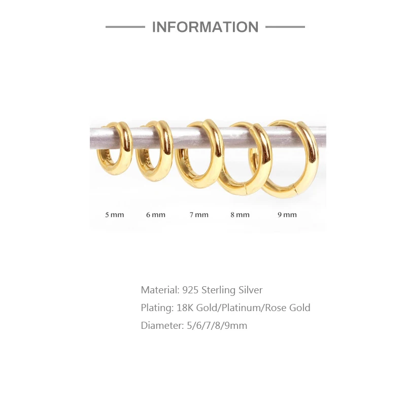 Aide Pendientes de aro pequeños de plata de ley 925 con oro rosa para mujeres y niñas, regalo para bodas, compromisos, fiestas, hebilla suave para la oreja