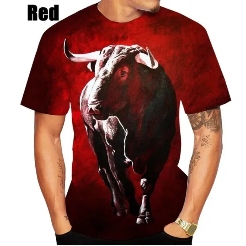 Bull 3DPrinted Casual T-Shirt Personality Cosplay Men's Clothing Fashion Unisex Hip Hop Round Neck Short Sleeve Tops