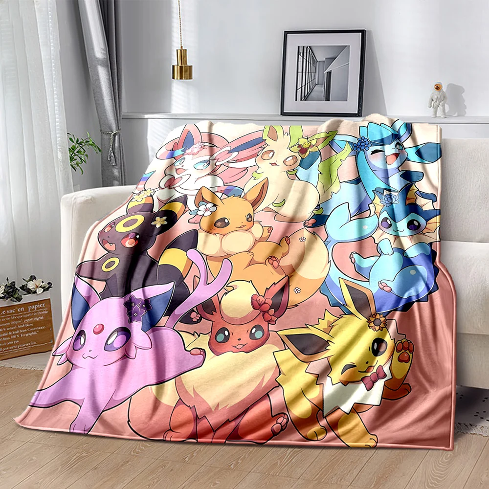 Pokemen Eevee-Pikachu Flannel Blanket Children's Air Conditioning Blanket Lunch Blanket Pet for Daughter Girlfriend Gift