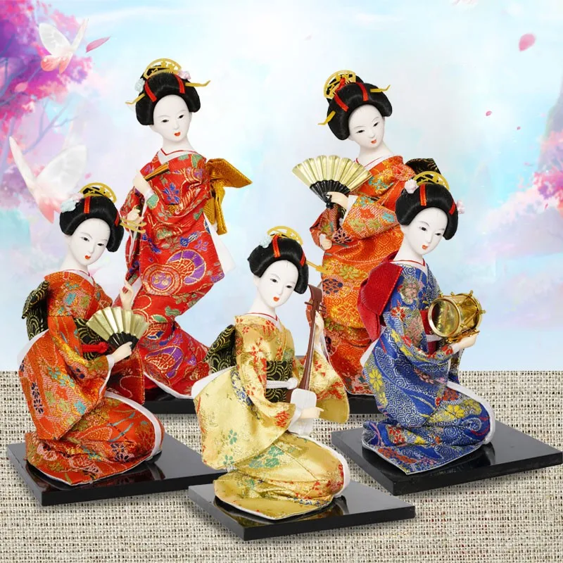 2025 ญี่ปุ่น Geisha Miniatures ตุ๊กตา Squat สไตล์ญี่ปุ่นชาติพันธุ์กิโมโนตุ๊กตาสําหรับสาว Handmade Design หัตถกรรม ZL219