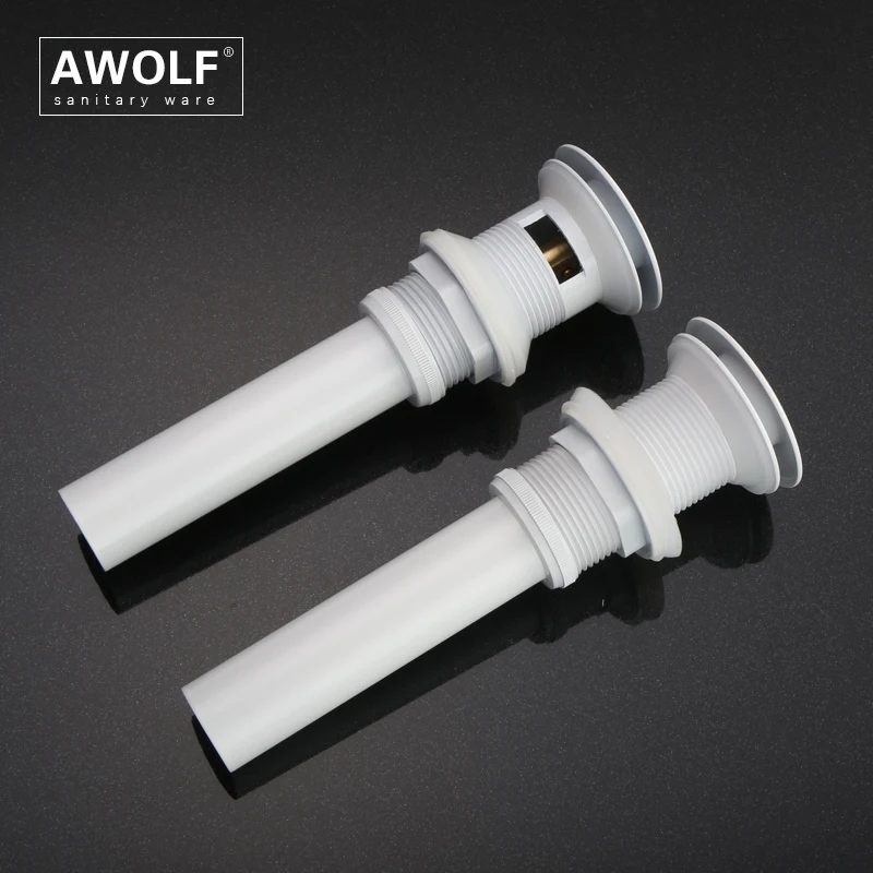 White Solid Brass Pop Up Drains For Bathroom Sinks Basin Vessel drain With or Without Overflow Hole Bathroom Accessories AH6155