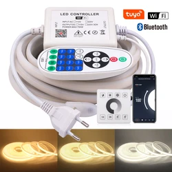 220V COB LED Strip Neon Light Tuya WIFI Bluetooth APP Control 288leds/m RA90 Waterproof Silicone Ribbon Tape Kitchen Lighting