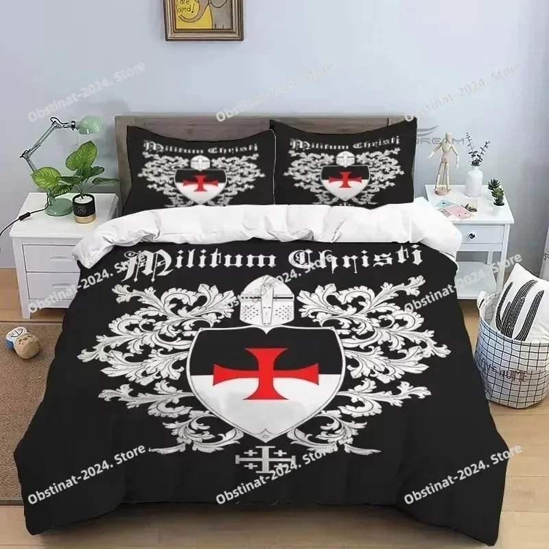 

Medieval Knights Templar Patterns Comforter Bedding Set,Duvet Cover Bed Set Quilt Cover Pillowcase,King Queen Size Bedding Set