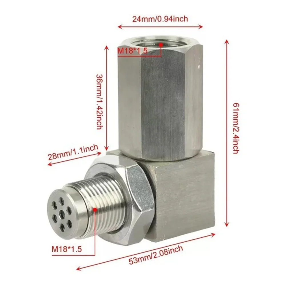 Silver 90 Degree 18MMx1.5 Sensor Extension Adapter Fitting Auto Screw Accessory For Car Engine Tight Space M18x1.5 Connector